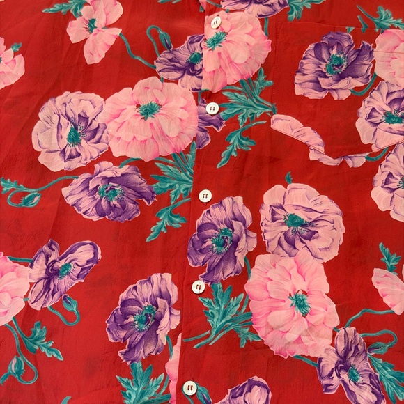 Vintage Ralph Lauren Silk 🌸Floral🌺 Shirt Made in Italy -12 - Picture 7 of 12